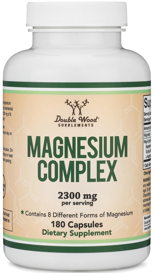 Magnesium Complex Supplement 180 Capsules (426mg Elemental Magnesium Provided by 2,300mg of Eight Different Forms of Magnesium) MAG-8 Provides 100% Daily Recommended Value of Magnesium by Double Wood Double Wood SupplementsBuy Supplements Australia