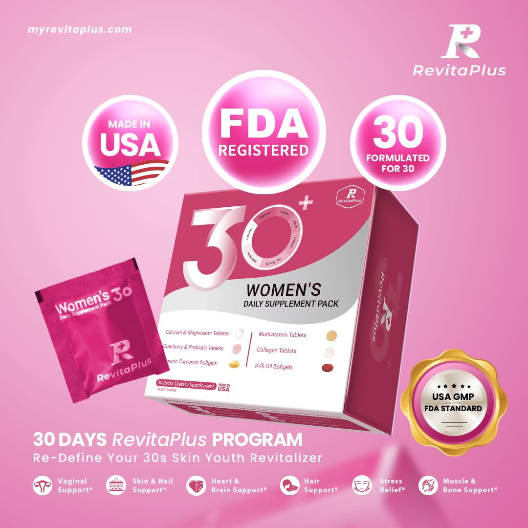 RevitaPlus Multivitamin for Women with Vitamin A,B,C,D3,E,K2,Biotin, Collagen,Krill Oil,Cranberries Supports Energy,Wellness,Beauty and Immune - Vitamin Packs for Women Health 30 Packs RevitaPlusBuy Supplements Australia