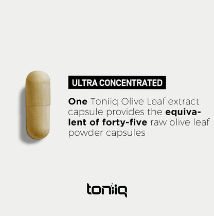 Toniiq Olive Leaf Extract - Ultra High Potency 45:1 Extract with 50% Oleuropein - Highly Concentrated - Third-Party Lab Tested - 120 Capsules Toniiq buy supplements Au