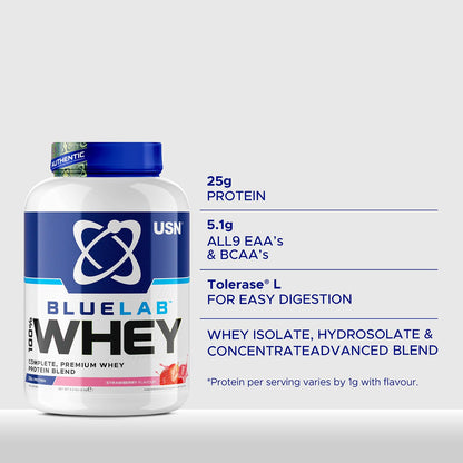 USN Blue Lab Whey Protein Powder: Strawberry - Whey Protein 2kg - Post-Workout - USNBuy Supplements Australia