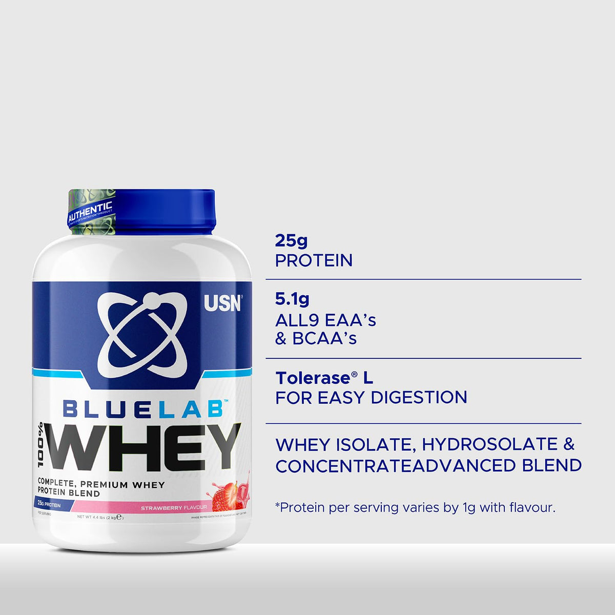 USN Blue Lab Whey Protein Powder: Strawberry - Whey Protein 908g - Post-Workout - Whey Isolate USNBuy Supplements Australia