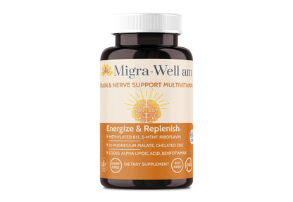 Wellkasa Migra-Well AM: Energizing Daily Methylated Multivitamin with Bioavailable Minerals & Antioxidants Supporting Brain Wellkasa