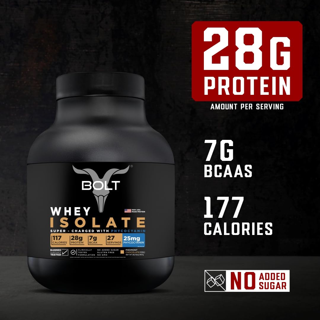 Bolt Nutrition Whey Isolate Protein Powder | with Superfood Phycocyanin | Muscle Strength Bolt NutritionBuy Supplements Australia