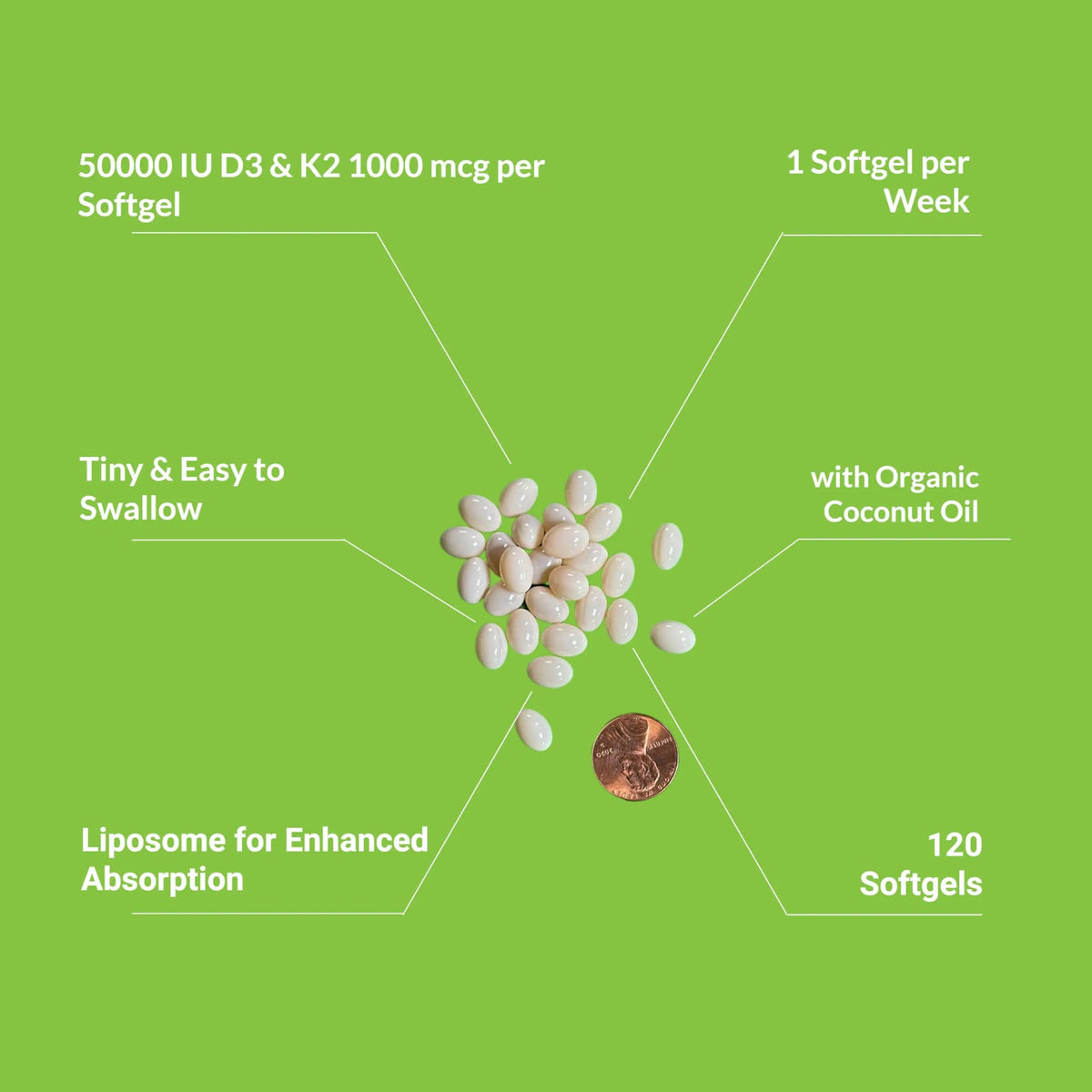 UpNourish Liposomal Vitamin D3 50000 IU (Vitamina D3 de 50000) with 1000 mcg Vitamin K, High Dose Vitamin D3 K2, Vitamin D 50000 IU with K1, K2 MK-4 and MK-7, 120 Mini Softgels UpNourish buy supplements Au