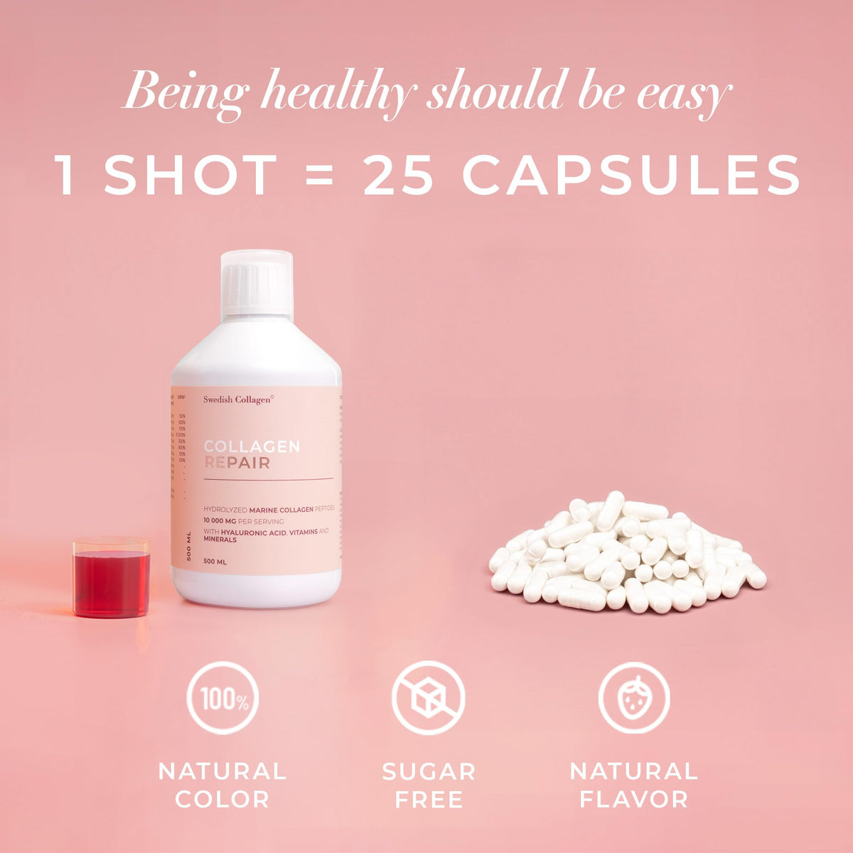 Swedish Collagen Repair | 10,000 mg Hydrolyzed Marine Collagen Liquid Supplement - 500 ml, 20 Day Supply I Hyaluronic Acid, Biotin & Vitamin C for Healthy Hair, Skin, Nails & Joints | Sugar-Free Swedish Collagen buy supplements Au