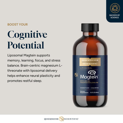 Quicksilver Scientific Liposomal Magtein - Magnesium Supplement for Brain Function Support - Stress, Sleep & Memory Support - Gluten-Free, Sugar-Free & Vegan - 15.2 fl oz (30 Servings) Quicksilver ScientificBuy Supplements Australia