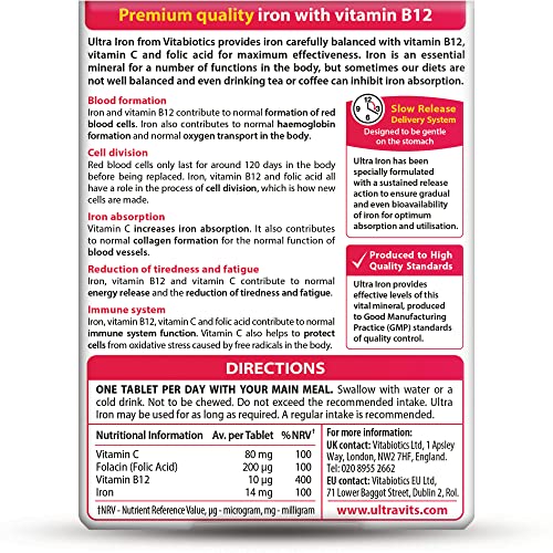 Vitabiotics Ultra Iron Tablets, Pack of 30 Vitabiotics UltraBuy Supplements Australia