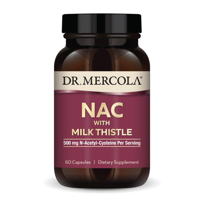 Dr. Mercola NAC with Milk Thistle - with Antioxidants - Supports Normal Detoxification Processes - 500 mg N-Acetyl-Cysteine per Serving - Non-GMO