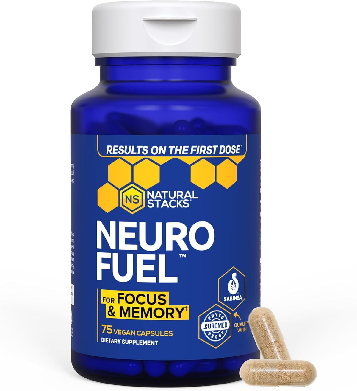 NATURAL STACKS Original NeuroFuel Nootropic Brain Support Supplement - 750mg L-Carnitine & 500mg L-Phenylalanine - Brain Supplement for Memory and Focus* - 75 Focus Pills NATURAL STACKSBuy Supplements Australia