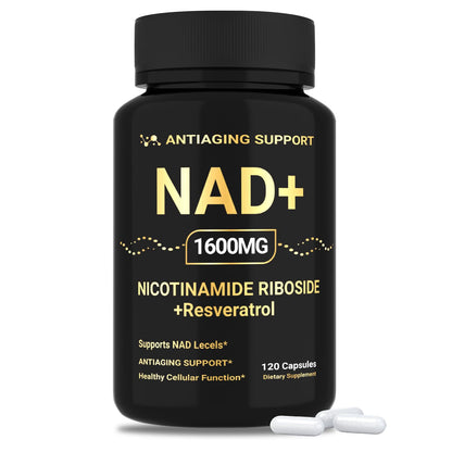 NAD Supplement 1600mg, NAD+ with Resveratrol & Nicotinamide Riboside, Anti-Aging Support, Cellular Energy & Mental Clarity Support, Vegan Non-GMO, 120 Capsules ANTIAGING SUPPORTBuy Supplements Australia