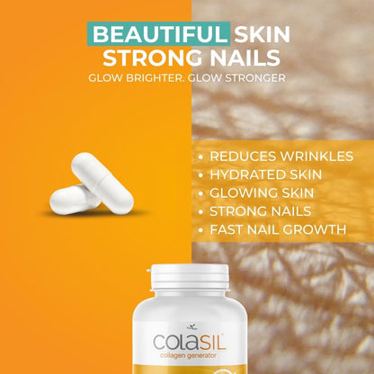 Colasil Collagen Booster Capsules – Organic Silica (OSA) + Hydrolyzed Collagen Generator for Hair, Skin, Nails, Bones & Joints – High Absorption, Non-GMO, Allergen-Free, 120 Capsules (60-Day Supply) ColasilBuy Supplements Australia