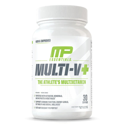 Muscle Pharm Essentials Multi-V+, The Athlete's Multi-Vitamin, Enhanced Energy, Performance & Immune Health, Daily Multivitamin for Men & Women Muscle Pharm