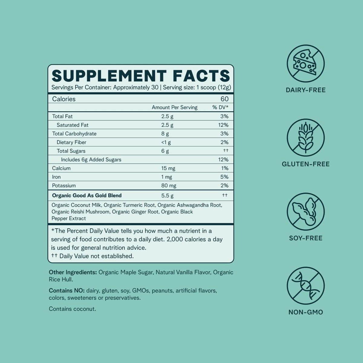 Ora Organic Golden Milk Powder - Ayurvedic Turmeric Powder with Organic Adaptogens - Ashwagandha, Reishi and Ginger | Organic, Gluten-Free, Soy-Free, Vegan, Non-GMO - Maple & Vanilla, 30 Servings Ora OrganicBuy Supplements Australia