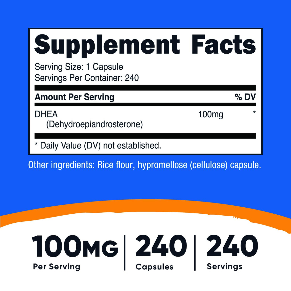 Nutricost DHEA 100mg, 240 Capsules - Gluten Free, Soy Free, Non-GMO, Supplement NutricostBuy Supplements Australia