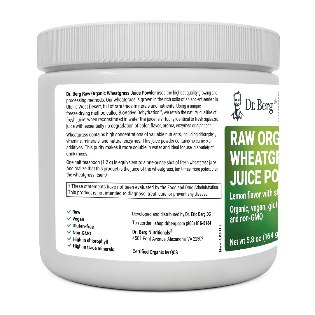 Dr. Berg's Raw Wheatgrass Juice Powder (60 Servings) - USDA Certified Organic Dr. Berg NutritionalsBuy Supplements Australia