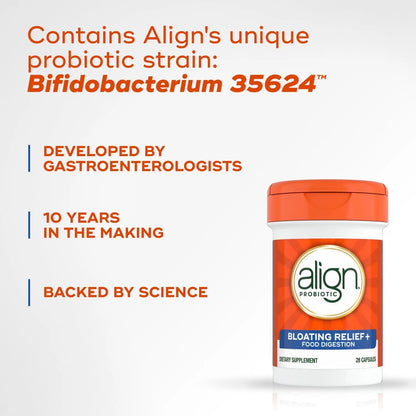 Align Probiotic Bloating Relief + Food Digestion, Probiotics for Women and Men, #1 Doctor Recommended Brand‡, Promotes Digestive Health and Helps Support the Metabolism of Food*, 28 Capsules AlignBuy Supplements Australia
