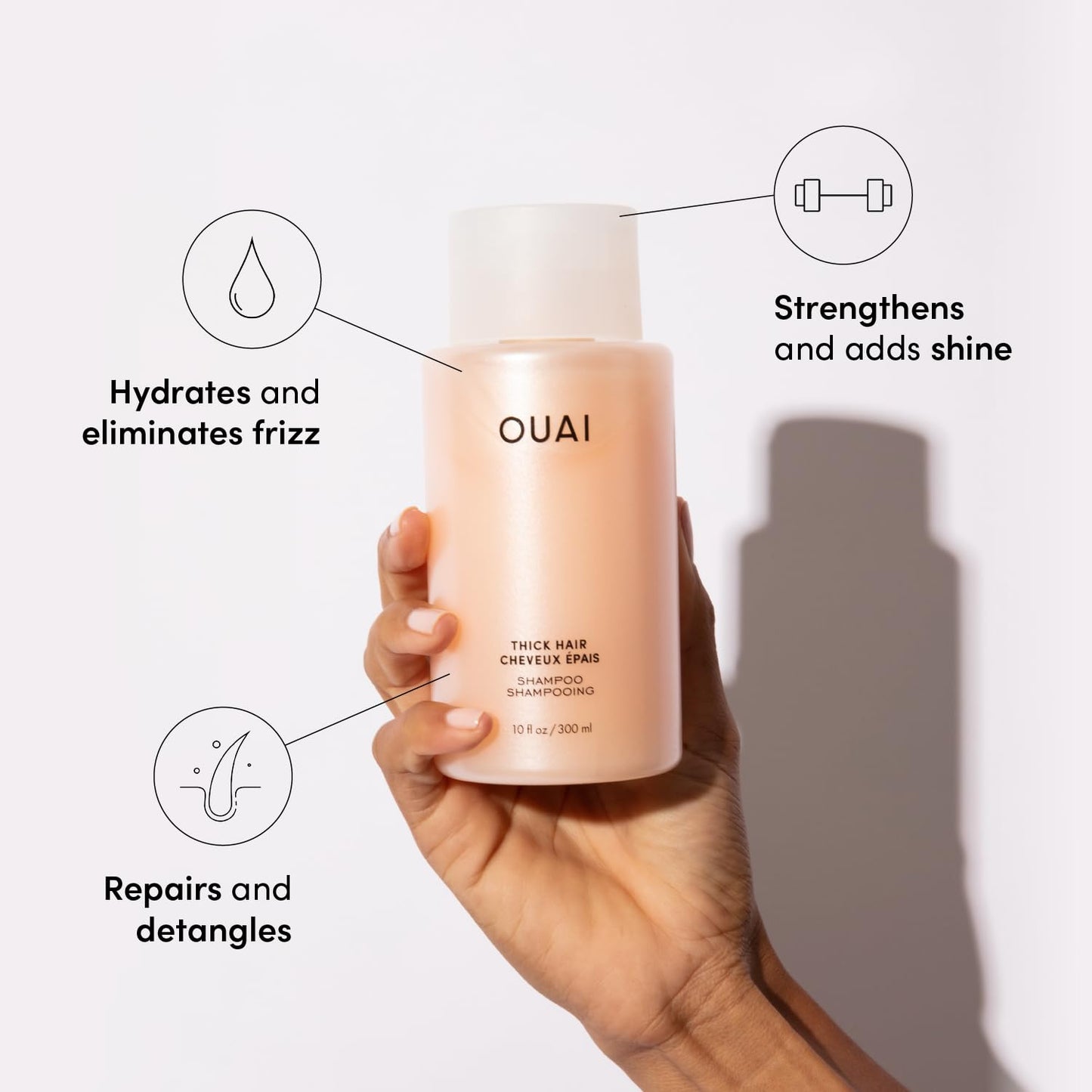 OUAI Thick Hair Shampoo and Conditioner Set - Sulfate Free Shampoo and Conditioner for Thick Hair Care - Moisturizes, Strengthens & Fights Frizz - Made with Keratin & Shea Butter (10 Fl Oz) OUAIBuy Supplements Australia