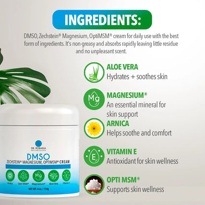Dr. Robaina DMSO Cream - 99.9% Pure DMSO Pharmaceutical Grade | Formula with Zechstein Magnesium Dr. Robaina canada supplements