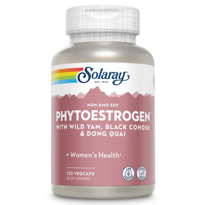 SOLARAY PhytoEstrogen Menopause Supplements - Wild Yam, Black Cohosh, and Dong Quai Estrogen Pills for Women's Health - Vegan, Lab Verified, 60-Day Guarantee (30 Servings, 120 VegCaps) SOLARAYBuy Supplements Australia