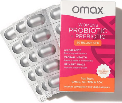 2 Pack Omax Prebiotics & Probiotics for Women, pH Balance, Vaginal Health, Urinary Tract, Yeast Omax3Buy Supplements Australia