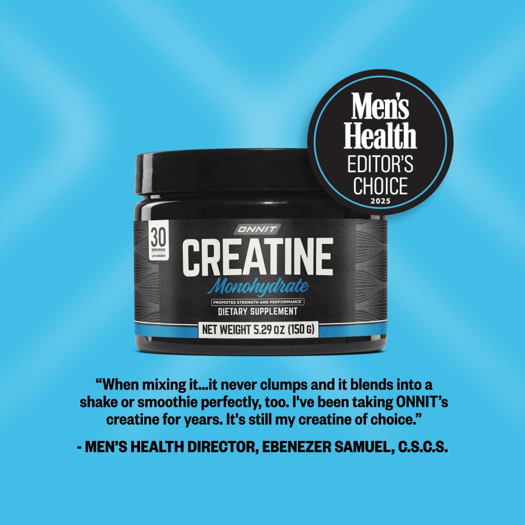 ONNIT Creatine Monohydrate Powder – IGEN™ Non-GMO Tested, 5g Premium Creatine for Muscle Strength, Power & Lean Mass, Supports Brain Health & Cellular Energy, Unflavored, 30 Servings, 5.29 oz 3-Pack ONNITBuy Supplements Australia