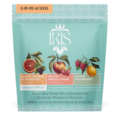 Iris Hormone Health Electrolyte Drink Mix | PCOS Support + Ovarian Function | 40:1 Myo & D‑Chiro Inositol, Magnesium, Prebiotic Fiber | Variety Pack, 15 Hydration Powder Packets IrisBuy Supplements Australia