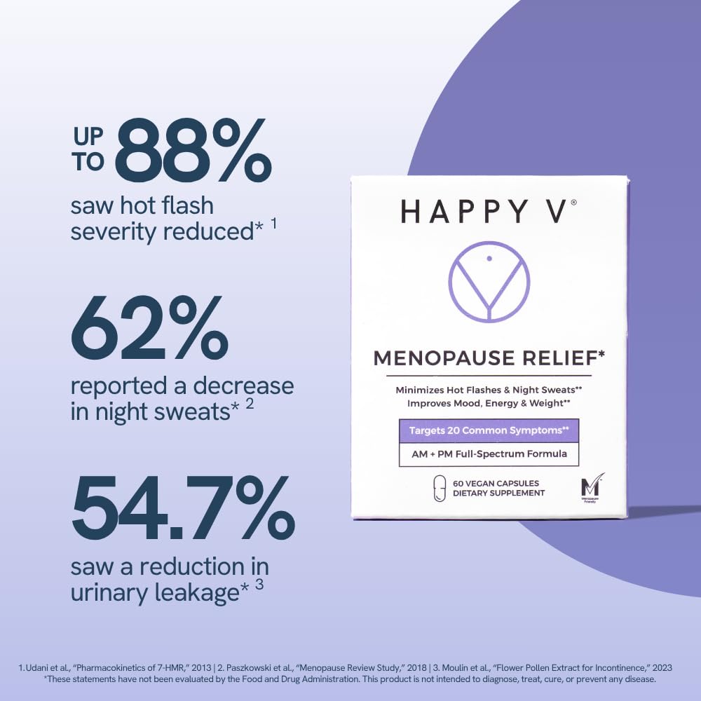 Happy V Menopause Relief Supplement for Women – Hormone Balance, Hot Flash & Night Sweat Support, Mood & Energy Booster, Vaginal Wellness, Perimenopause & Postmenopause Support – 60 Vegan Capsules Happy VBuy Supplements Australia