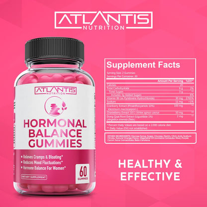 Atlantis Nutrition Hormonal Balance for Women & PMS Relief Gummies - Alleviates Cramps, Bloating, Mood Swings, Hot Flashes & Night Sweats - Cranberry, Dong Quai & Chasteberry Menstrual Cramp Relief Atlantis NutritionBuy Supplements Australia