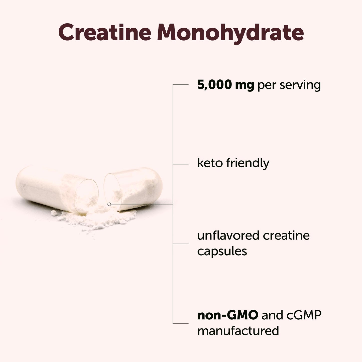 Creatine Monohydrate 5,000mg, 500 Capsules | Pure Creatine Pills – Micronized + Unflavored Powder Source, Easy Absorption | Keto, Non-GMO