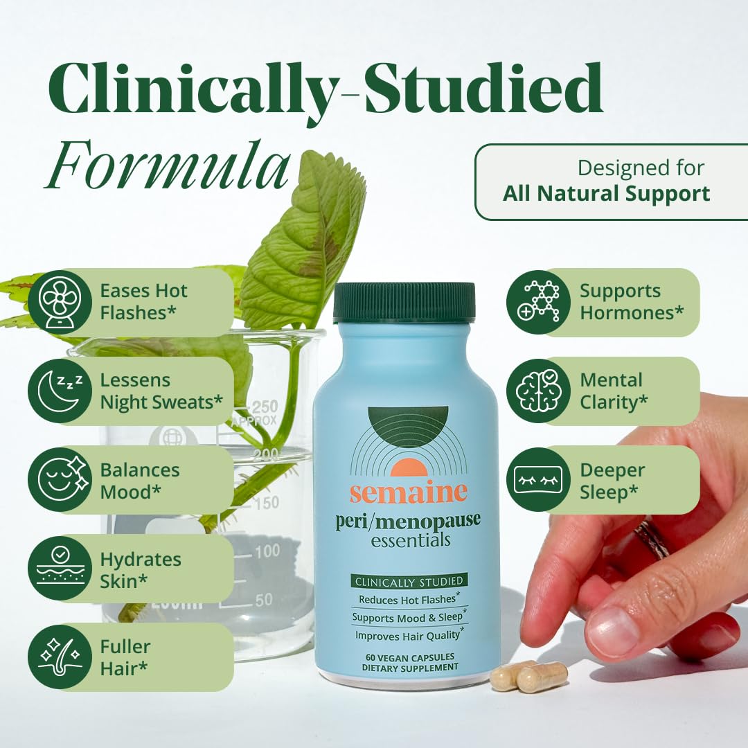 Semaine Peri/Menopause Essentials, 60 Ct. - Fuller Hair, No More Hot Flashes, Hormone Balance, Better Sleep & More - Clinically-Studied, Non-Hormonal Formula SemaineBuy Supplements Australia