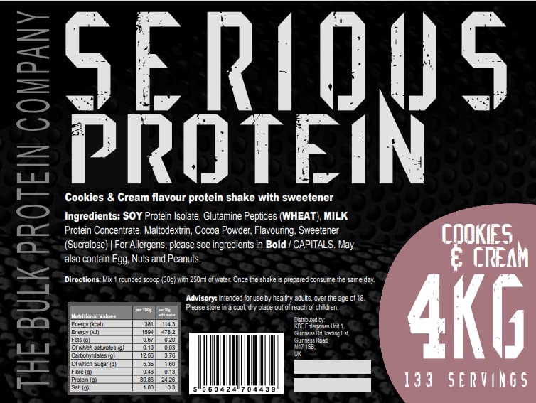 The Bulk Protein Company – SERIOUS PROTEIN – Protein Powder – 4kg – Low Carb The Bulk Protein CompanyBuy Supplements Australia