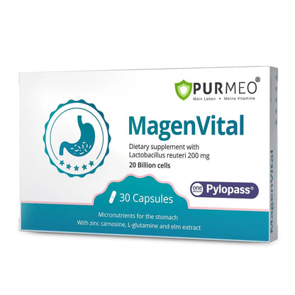 5-in-1 High Potency H. Pylori Probiotic, 1 Per Day - Supports Gastric Lining Integrity, Occasional Indigestion, Acid Comfort - Pylopass Lactobacillus Reuteri, Gluten Free, Vegan, 30ct, Made in Germany purmeoBuy Supplements Australia