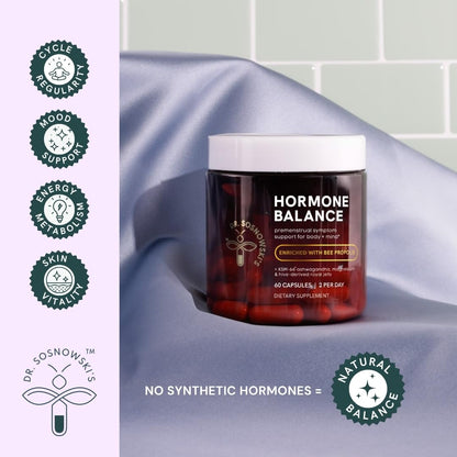 Dr Sosnowski's Hormone Balance | Multivitamin for Women to Support Hormonal Regulation, Energy, Mental Clarity & Skin | Bee Propolis, Ashwagandha, Dong Quai, Magnesium, B6 Vitamins | 60 Capsules Dr Sosnowski'sBuy Supplements Australia