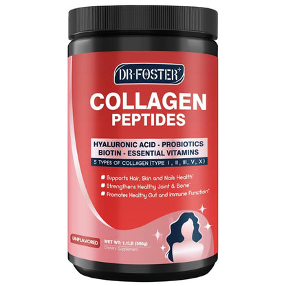 DRFOSTER Multi-Collagen-Peptide-Powder with Probiotics, 50 Servings of Hydrolyzed Collagen Peptides with Hyaluronic Acid, Biotin & Multivitamins - Supports Skin, Hair, Nails Health DRFOSTER buy supplements Au