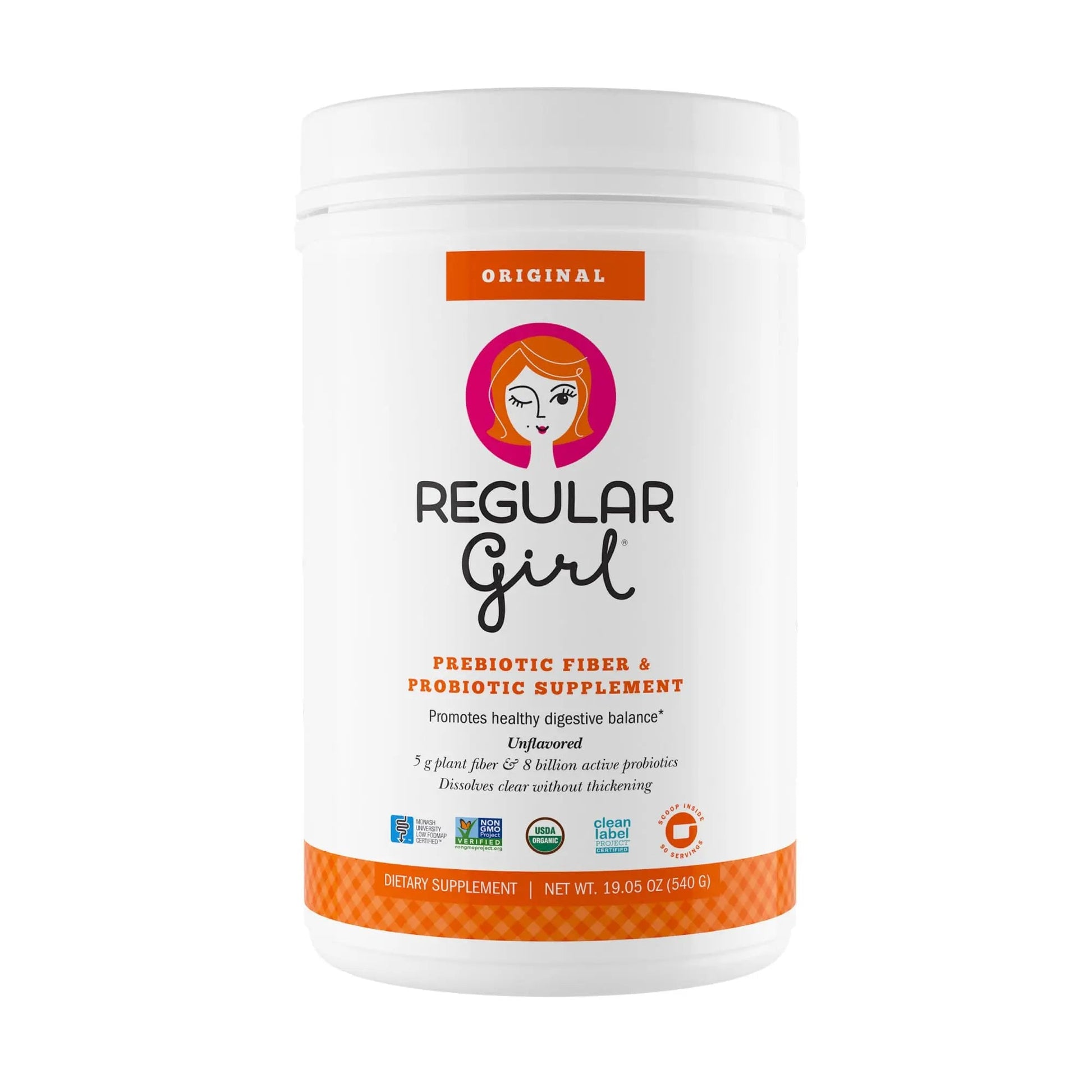 Regular Girl Organic Powder, Prebiotic Fiber Supplement and Probiotics for Women, Low FODMAP, 90 Day Bulk Supply, Unflavored, 90 Servings Regular Girl buy supplements Au