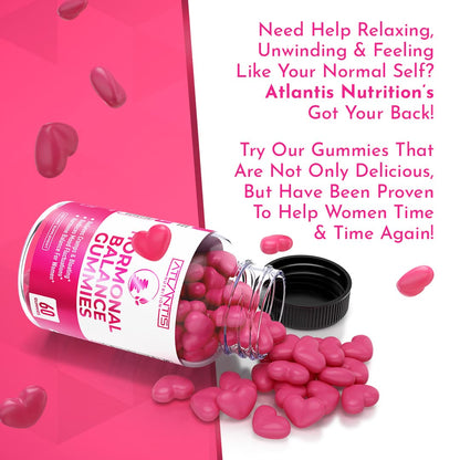 Atlantis Nutrition Hormonal Balance for Women & PMS Relief Gummies - Alleviates Cramps, Bloating, Mood Swings, Hot Flashes & Night Sweats - Cranberry, Dong Quai & Chasteberry Menstrual Cramp Relief Atlantis NutritionBuy Supplements Australia