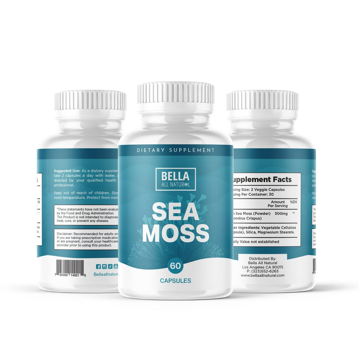 Bella All Natural Sea Moss Vitamins | Pure Sea Moss | Irish Sea Moss, 60 Capsules Bella All NaturalBuy Supplements Australia