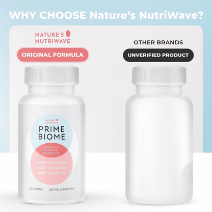 Nature’s NutriWave PrimeBiome Probiotic Gummies – Plant-Based Blend with Inulin, Lion’s Mane, Ginger & More– Non-GMO, No Stimulants, GMP Certified