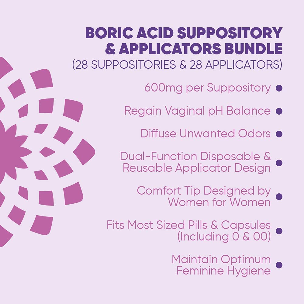 SEROVERA Seroflora Boric Acid Vaginal Suppositories 600 mg + Suppository Applicators Bundle SEROVERABuy Supplements Australia