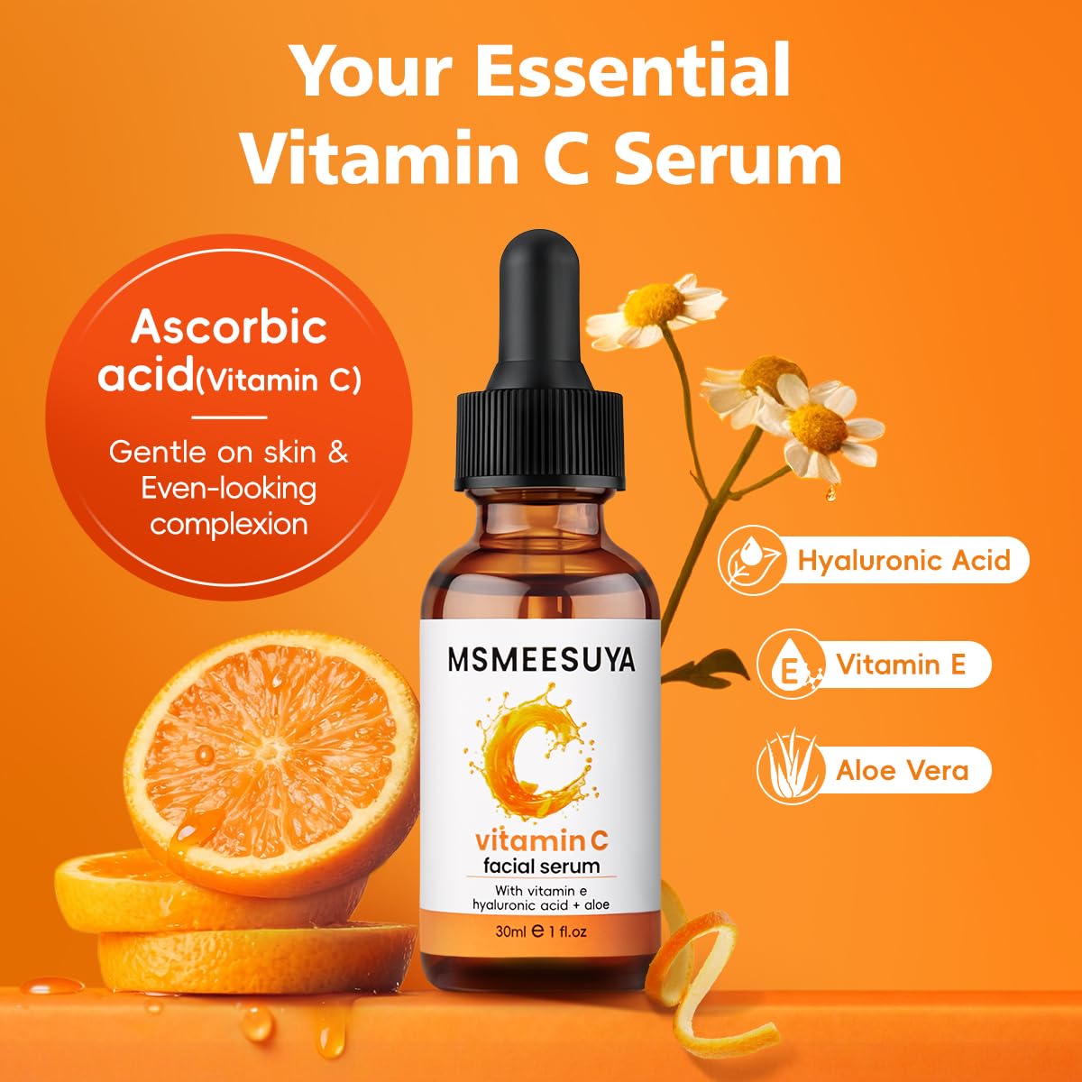 MSMEESUYA Vitamin C Serum for Face 2-Pack, Brightening Facial Serum with Hyaluronic Acid & Vitamin E, Helps Improve Dark Spots, Uneven Tone, Fine Lines & Wrinkles, 1 Fl Oz Each MSMEESUYA buy supplements Au