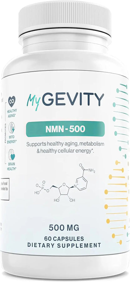 NMN 500mg per Serving – Over 99% Purity – Nicotinamide Mononucleotide Capsules for NAD+ Support, Cellular Energy & Healthy Aging – Vegan, Non-GMO, cGMP Certified Facility, Made in USA – 60 Capsules MyGevityBuy Supplements Australia