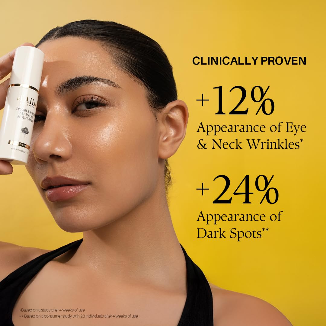 d'alba Piedmont White Truffle Double Serum All-in-one Multi Balm, Stick Balm, Vegan Skincare with Vitamin C and Vegan Collagen