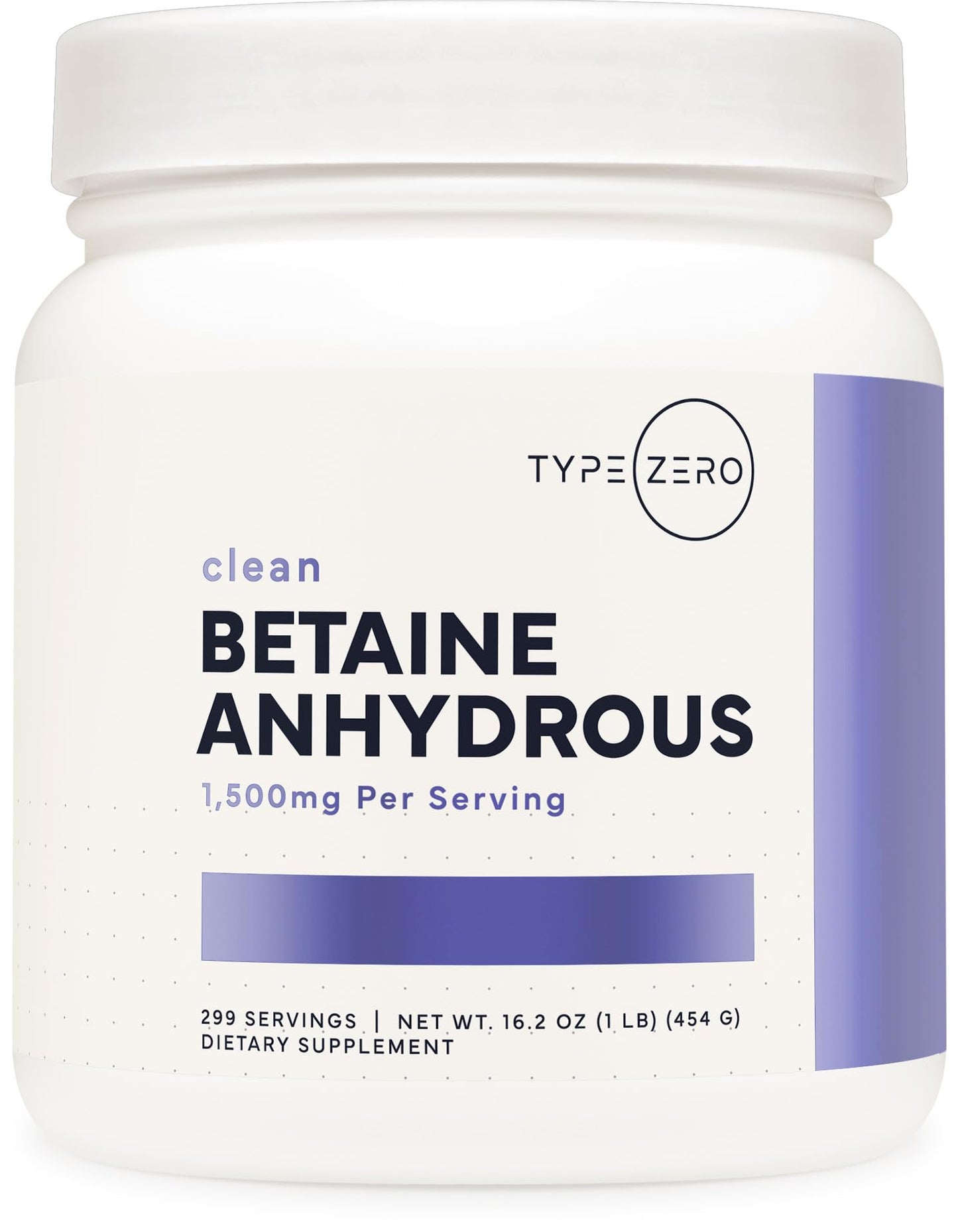 Type Zero Betaine Anhydrous Powder (1 LB) Unflavored - Clean Betaine Anhydrous Supplement, TMG, Trimethylglycine, 1,500mg Per Serving, Keto, GMO-Free Type ZeroBuy Supplements Australia