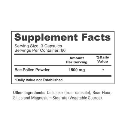 NusaPure Bee Pollen 1500mg 200 Veggie Caps (100% Vegetarian, Non-GMO, Vegan) Naturally Occurring Proteins, Aminoacids NusaPureBuy Supplements Australia