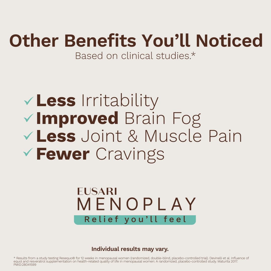 Menoplay Menopause & Perimenopause Relief Supplement – Non-Hormonal Formula with Equol, Black Cohosh & Saffron – Helps Hot Flashes, Night Sweats, Mood & Sleep – Doctor Formulated – 30 Tablets EusariBuy Supplements Australia