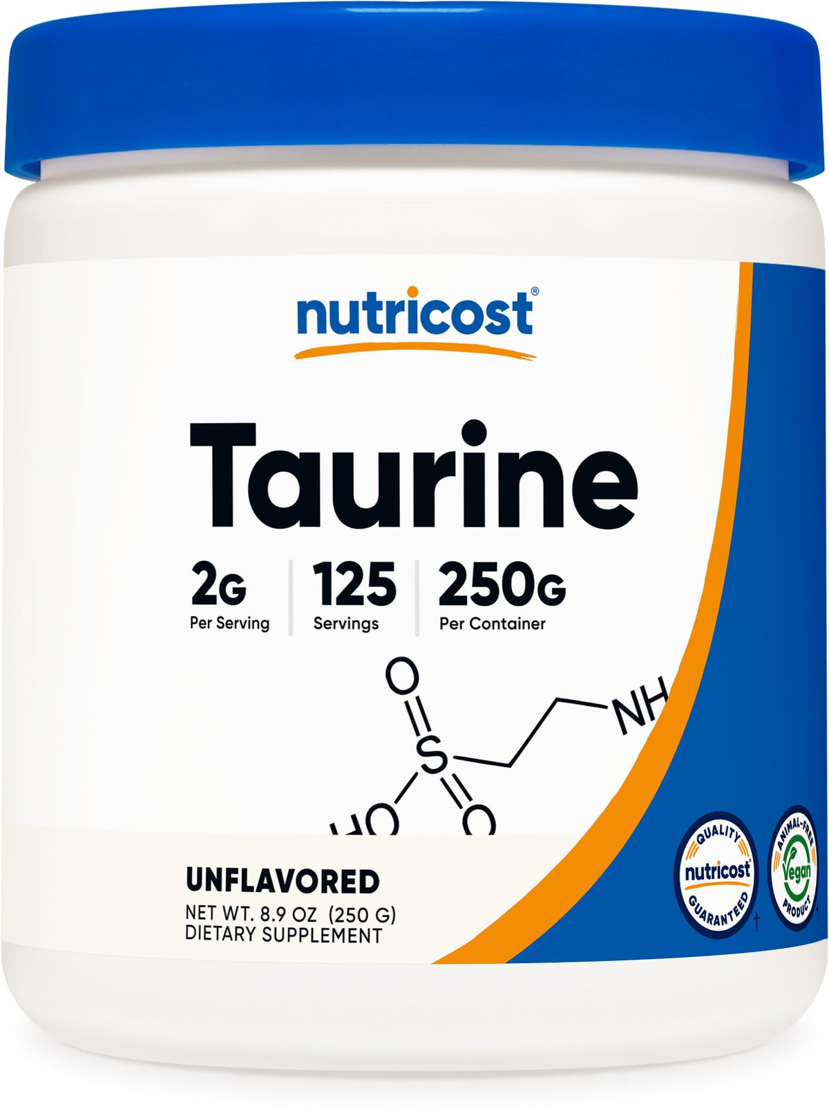 Nutricost Taurine Powder 250 Grams - 125 Servings, 2000mg Per Serving NutricostBuy Supplements Australia