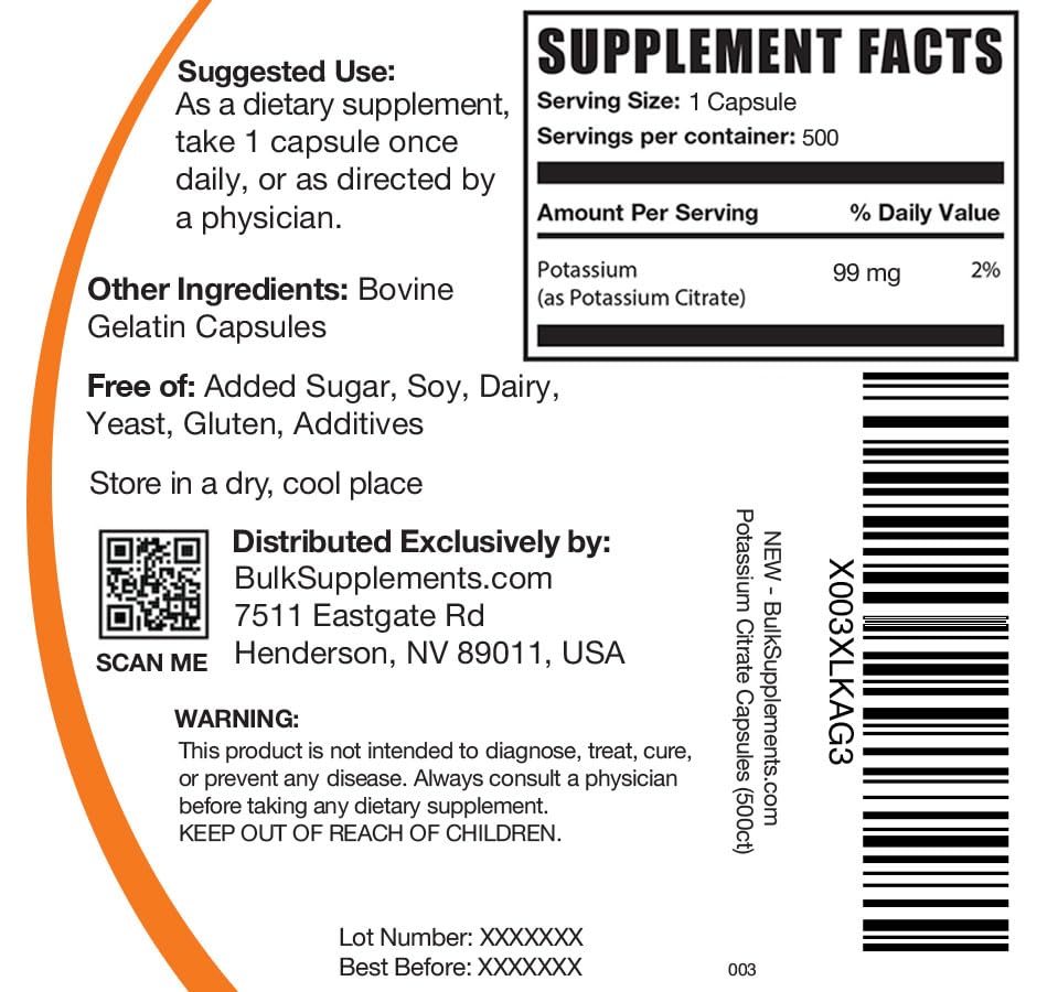 BulkSupplements.com Potassium Citrate Capsules - Potassium Supplement, Potassium BULKSUPPLEMENTS.COMBuy Supplements Australia
