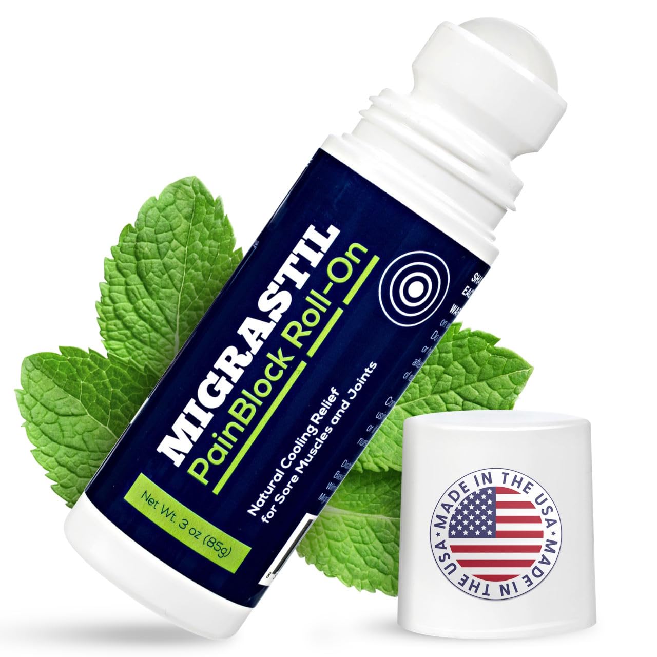 Basic Vigor Migrastil PainBlock Roll-On, 3 oz - Topical Roll-On for Muscle Aches, Cramps, Joint & Nerve Discomfort. Works Great on Shoulders, Neck, Feet, Knees, Legs, Back, Elbows, HIPS, Etc. Basic VigorBuy Supplements Australia
