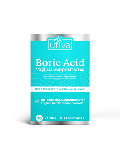 10% Bundle Utiva Boric Acid - 600mg 30-Boric Acid Vaginal Suppositories to Lower pH and Support Vaginal Health + Utiva Suppository Applicators – Hygienic Individually Wrapped 15 Vaginal Applicators Szio+Buy Supplements Australia