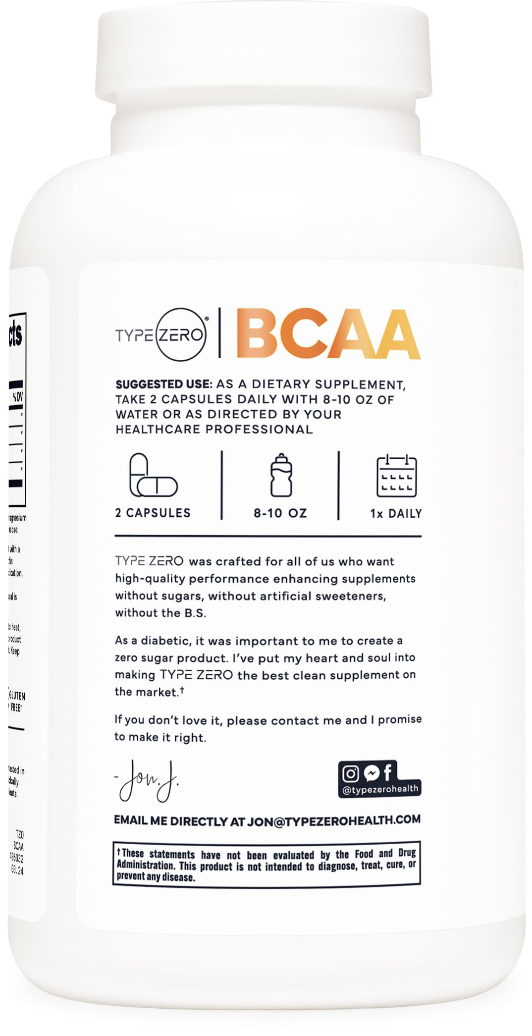 Type Zero BCAA 1000mg (180 Capsules, 90 Servings), Branched Chain Amino Acids (500mg of L-Leucine, 1000mg of L-Isoleucine and L-Valine) Type ZeroBuy Supplements Australia